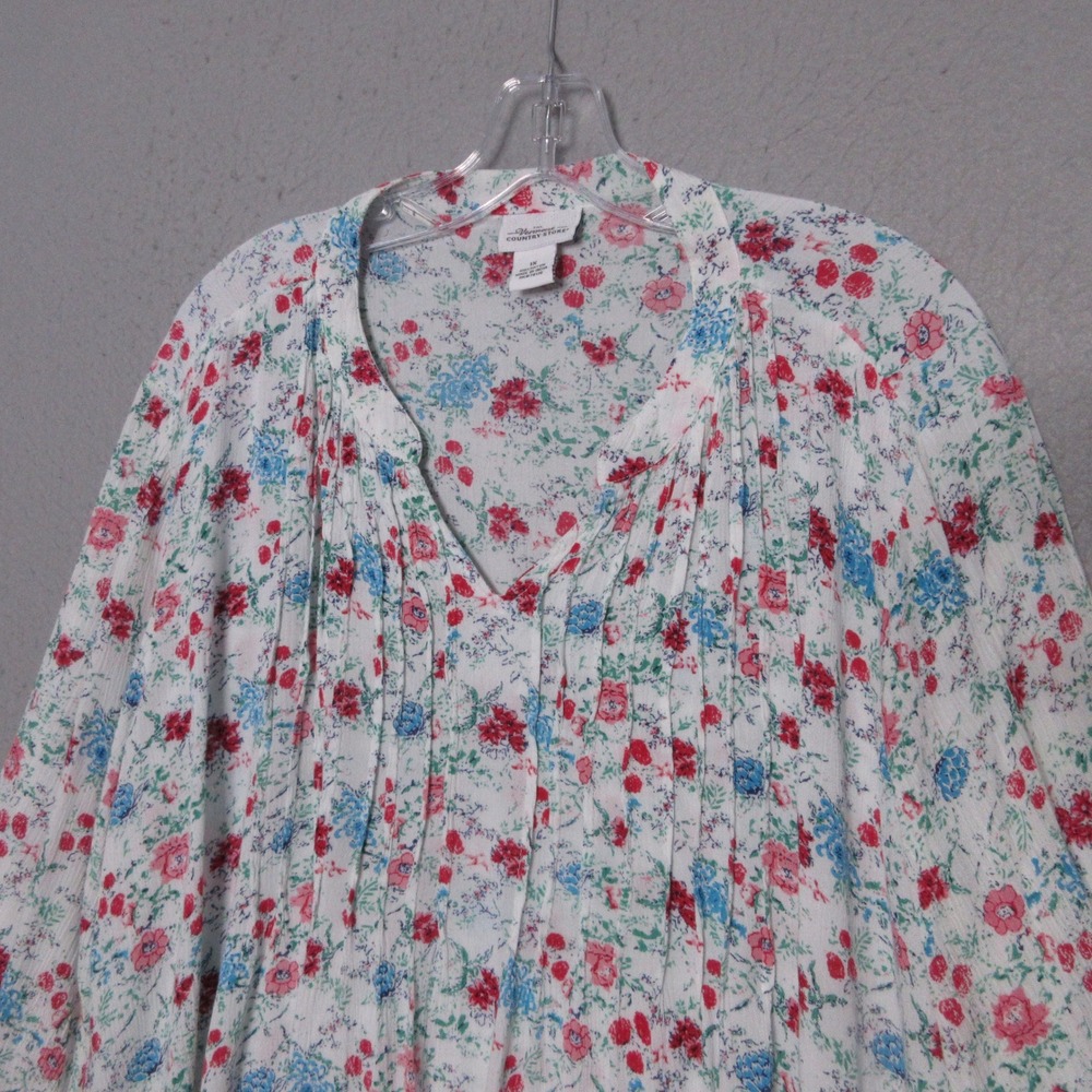 Vermont Country Store Top 1X Floral Boho Cottage Core Modest Flowy Garden Chic